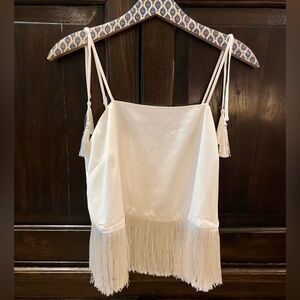 Rachel Zoe Fringe Bottom Cami Top Ivory Small